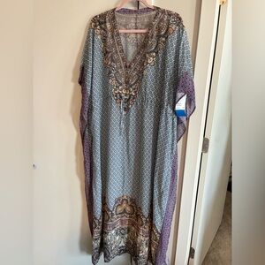 Elegant Purple and Gray Kaftan swim covering/dress